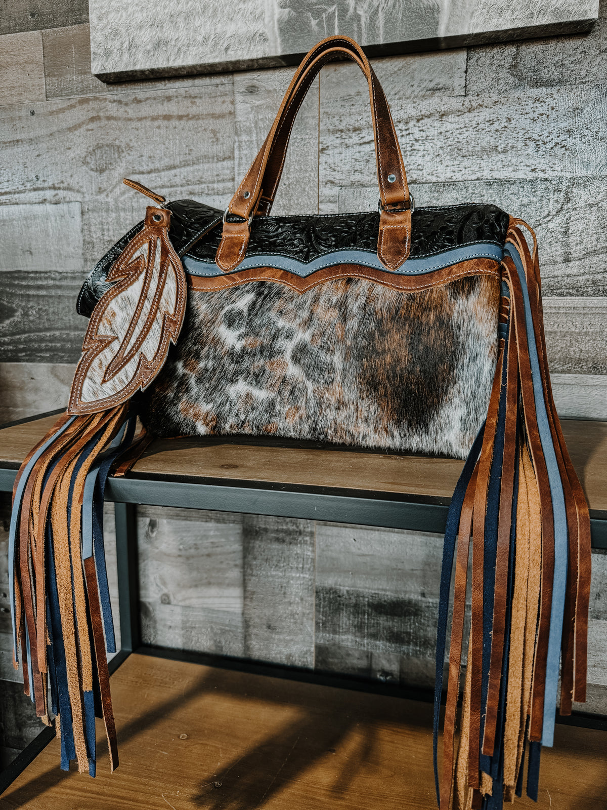 Crimson Willow backpack with hair on hide and leather Crimson Willow | Handmade leather bags for the western lifestyle main image 3
